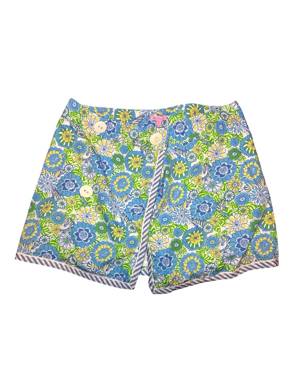 Lilly Pulitzer Floral Wrap Skirt Colorful Zebra Print Size 14 Blue Green Yellow